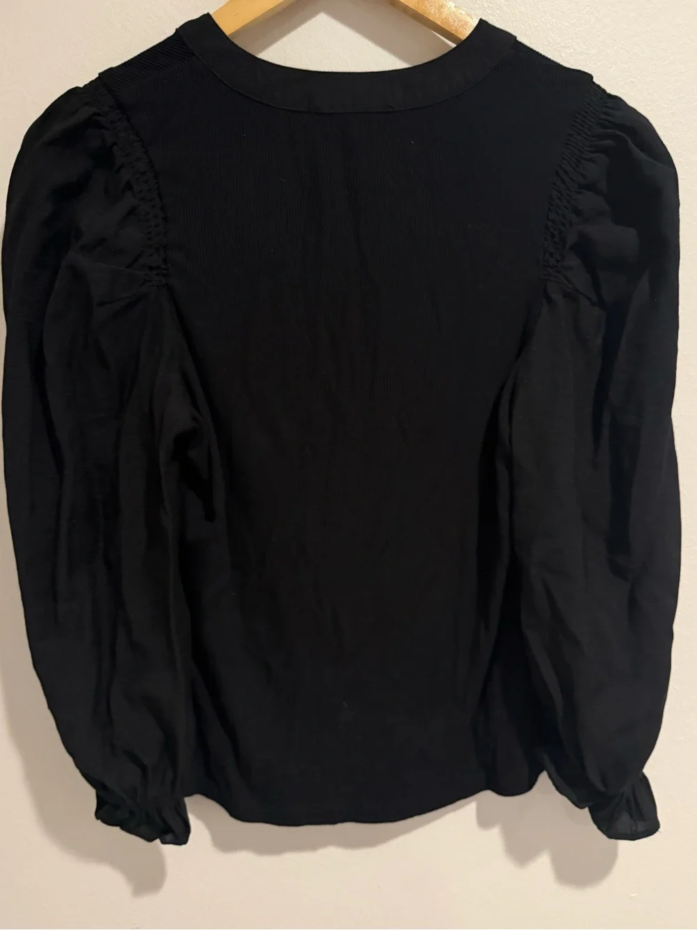 Pomander Place by Tuckernuck Livia Puff Sleeve Ribbed Top Black Medium Medium